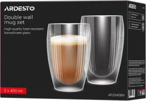 Фото: Набір чашок Ardesto 450ml 2pcs Clear (AR2645BN) № 6 | KTC