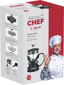 Фото: Френч-прес Bravo Chef L Appetit 1000ml Black (BC-7302-1000) № 3 | KTC