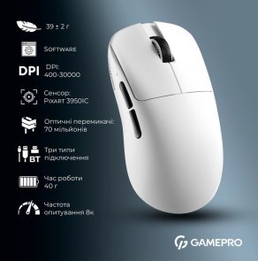 Миша GamePro Genesis Asgard Odin 8K WL/USB White (GM035W)