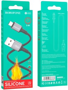 Кабель BOROFONE BX83 Famous 2.4A AM / MicroB 1m Black (6974443386387)