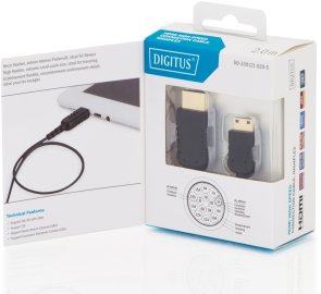 Кабель Digitus Ultra HD HDMI / MiniHDMI 2m Black (DB-330121-020-S)