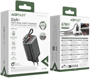 Фото: Зарядний пристрій Acefast A111 67W Black with Retractable Cable (6974316284062) № 5 | KTC