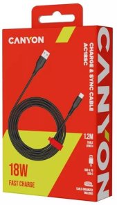Кабель Canyon AC18SC 18W AM / Type-C 1.2m Black (CNS-AC18SC12B)