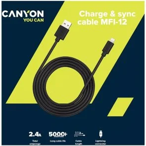 Фото: Кабель Canyon MFI-12 AM / Lightning 2m White (CNS-MFIC12W) № 3 | KTC