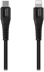 Кабель Canyon MFI-4 18W Type-C / Lightning 1.2m Black (CNS-MFIC4B)
