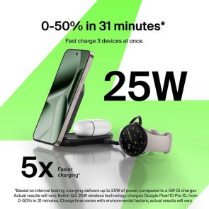 Бездротовий зарядний пристрій Belkin UltraCharge 2-in-1 Foldable Magnetic Charging 25W, Black