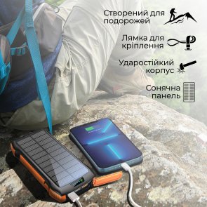 Батарея універсальна 20000mAh з вбудованою сонячною батареєю Promate solartank-20pdqi.black