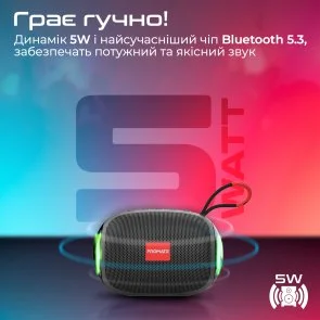 Фото: Портативна колонка Promate Capsule-3 5W Black (6959144064130) № 4 | KTC