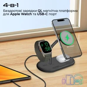 Фото: Бездротова зарядна станція Promate Synergy-Pro Black (6959144065632) № 3 | KTC
