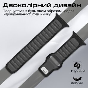 Ремінець Promate for Apple Watch 42/44/45/49 - Siliband-dc Black (6959144067377)