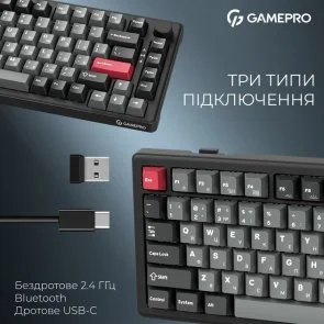 Фото: Клавіатура GamePro Asgard Yord MK266BK WL/BT/USB Black № 7 | KTC