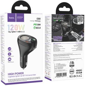 FM-Трансмітер + АЗП Hoco E88 Star Black (6942007654111)