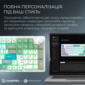 Фото: Клавіатура GamePro Asgard Drakkar MK305WH WL/BT/USB White № 12 | KTC
