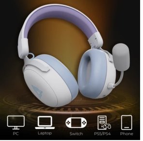 Гарнітура Ajazz AHM08 Max WL/BT Purple/White/Blue (AHM08-MAX-PWB)