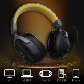 Гарнітура Ajazz AHM08 Max WL/BT Black/Grey/Yellow (AHM08-MAX-BGY)
