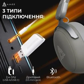 Фото: Гарнітура Ajazz AHM08 Max WL/BT Grey (AHM08-MAX-GW) № 7 | KTC