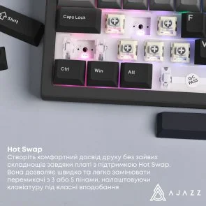 Фото: Клавіатура Ajazz AK650 Day Dream Switches ENG/UKR USB Gradient Black/Grey (AK650-DD-BG) № 10 | KTC