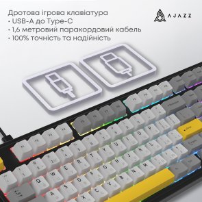 Клавіатура Ajazz AK980 Max Magnetic Switches USB Black/Grey/Yellow (AK980-MAX-M-BGY)