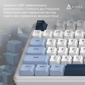Клавіатура Ajazz AK870 V2 Flying Fish Switch ENG/UKR USB Blue/White/Blue (AK870-V2-FF-BWB)