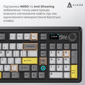 Клавіатура Ajazz AK980 V2 Gift Switch V2 WL/BT/USB Black/Grey/Yellow (AK980-V2-G-BGY)