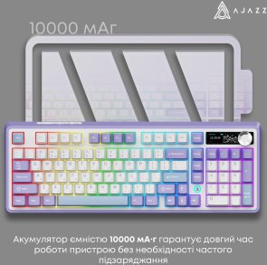 Клавіатура Ajazz AK980 V2 Gift Switch V2 WL/BT/USB Purple/White/Blue (AK980-V2-G-PWB)