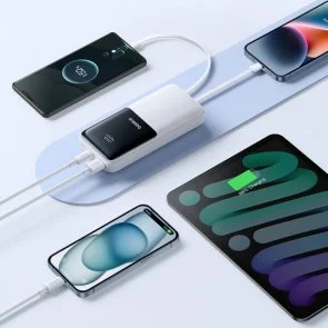 Фото: Батарея універсальна Baseus Lipow 20000mAh 22.5W White Built-In Lightning / USB-C cable (P10079102213-00) № 10 | KTC