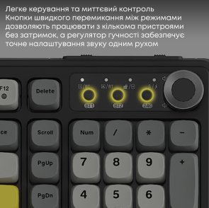 Клавіатура, Ajazz AF98 Plus ENG/UKR USB/WL/BT, Black/Gray/Yellow ( Gaming )