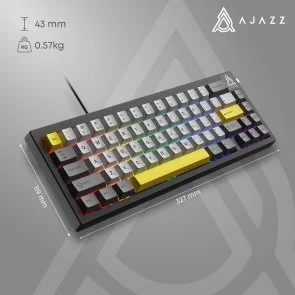 Фото: Клавіатура Ajazz AK650 Moon Yellow Switches ENG/UKR USB Gray/White/Yellow (AK650-MY-GWY) № 15 | KTC