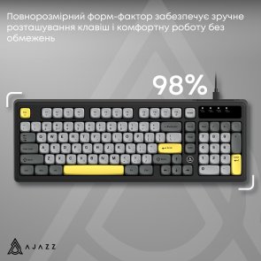 Клавіатура Ajazz AF98 USB Black/Gray/Yellow (AF98-BGY)