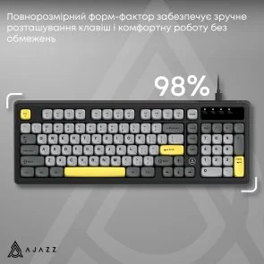 Фото: Клавіатура Ajazz AF98 USB Black/Gray/Yellow (AF98-BGY) № 8 | KTC