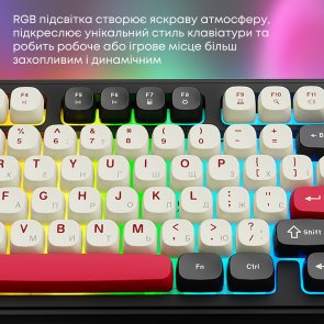 Клавіатура, Ajazz AF98 Plus ENG/UKR USB/WL/BT, Black/White/Red ( Gaming )