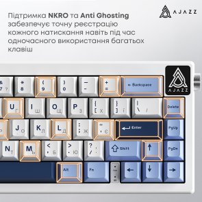 Клавіатура Ajazz AK650 Sea Salt Switches ENG/UKR USB Blue/White/Blue (AK650-SS-BWB)