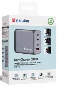 Зарядний пристрій Verbatim QC3.0 PD GaN 240W (32205)