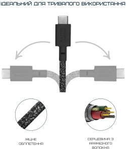 Кабель Native Union Belt Pro 240W Type-C / Type-C 2.4m Cosmos Black (BELT-PRO2-COS-NP)