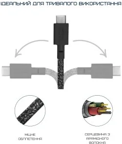 Фото: Кабель Native Union Belt Pro 240W Type-C / Type-C 2.4m Cosmos Black (BELT-PRO2-COS-NP) № 4 | KTC