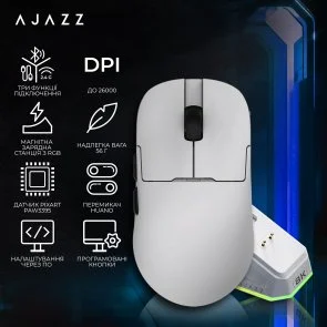 Фото: Миша Ajazz AJ159 Pro WL/BT/USB White (AJ159-PRO-W) № 12 | KTC