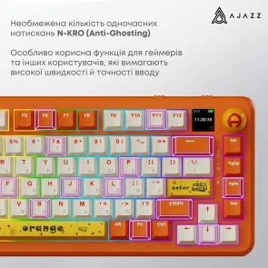 Фото: Клавіатура Ajazz AK820 Max Avocado Switch RGB With Screen Wireless Orange (AK820MAX-AS-OW) № 15 | KTC