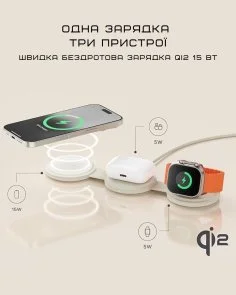 Фото: Бездротова зарядна станція Satechi OntheGo 3-in-1 Sand (ST-QTG31W) № 9 | KTC