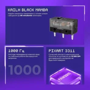 Фото: Миша Proove Rate Special Edition WL/BT/USB Black/Purple (CMRTWRS03001) № 10 | KTC