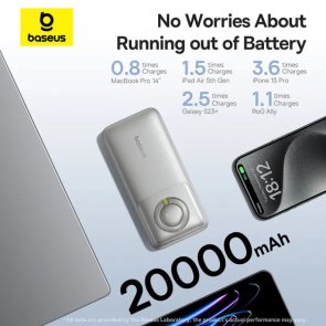 Батарея універсальна Baseus Free2Pull 20000mAh 65W with Retractable Cable Type-C Lunar Gray (P10073700843-00)