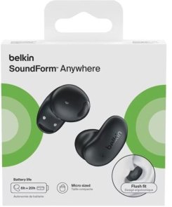 Гарнітура вкладиші Belkin Soundform Anywhere True Bluetooth, Black