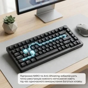 Фото: Клавіатура Ajazz AK820 Red Switch ENG/UKR USB Black (AK820-R-B) № 15 | KTC