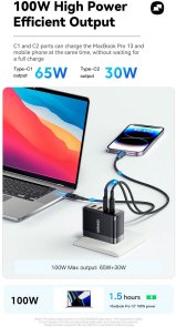 Зарядний пристрій Essager Grace 100W 4 Ports Travel Charger (ECT2CA-QYB01-Z)