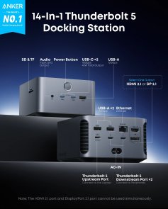 USB-хаб Anker Prime Docking Station 14-in-1 8K Thunderbolt 5 Black (A83B53A1)