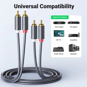 Кабель UGREEN AV104 2xRCA M / 2xRCA M 5m Black (UGR-10520)