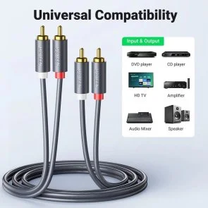 Фото: Кабель UGREEN AV104 2xRCA / 2xRCA 5m Black (UGR-10520) № 2 | KTC