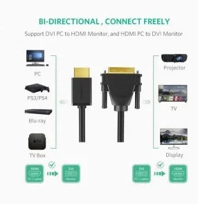 Фото: Кабель UGREEN HD106 HDMI / DVI 1m Black (UGR-30116) № 4 | KTC