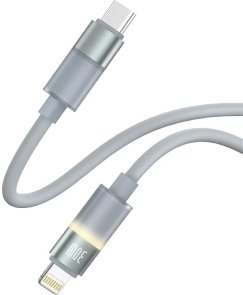 Кабель ColorWay warm light 30W Type-C / Lightning 1m Grey (CW-CBPDCL092-GR)