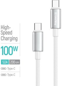 Кабель ColorWay CBPDCC099 100W 5A Type-C / Type-C 2m White (CW-CBPDCC099-WT)