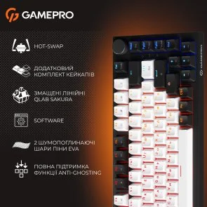 Фото: Клавіатура GamePro MK160 V2 Warden QLAB Sakura ENG/UKR USB Black (MK160-V2-B-QS) № 19 | KTC
